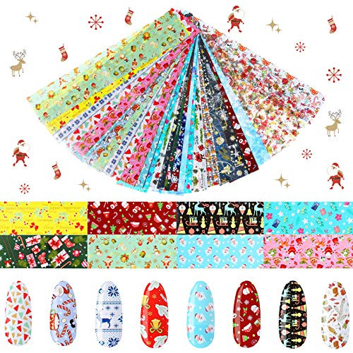 60 Sheets Christmas Nail Art Foils Transfer Stickers Christmas Nail Art Stickers Christmas Nail Art Water Decals Self-Adhesive Nail Stickers for Women Girls