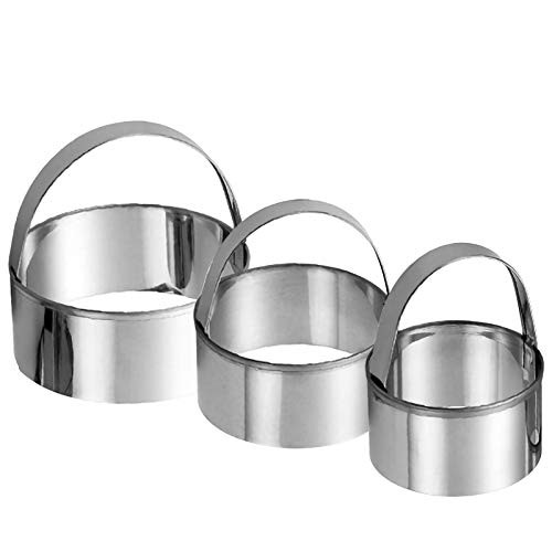 ManYee Biscuit Cutter Set of 3 Stainless Steel Round Cookies Cutter with Handle Plain Edge Round Cutters for Baking Biscuit Bread Pancake 2/2.5/3 Inch