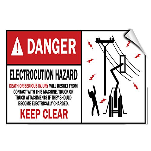 Danger Electrocution Hazard Cause Serious Injury Hazard Label Decal Sticker 7 Inches X 5 Inches