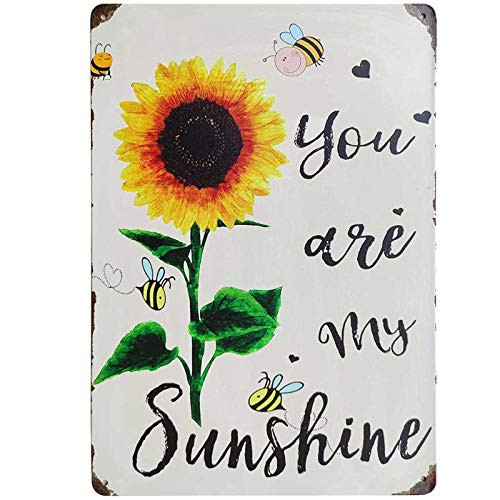 TISOSO Rustic Sunflower You are My Sunshine Vintage Tin Bar Sign Country Farm Kitchen Wall Home Garden Decor Art Signs 8X12Inch