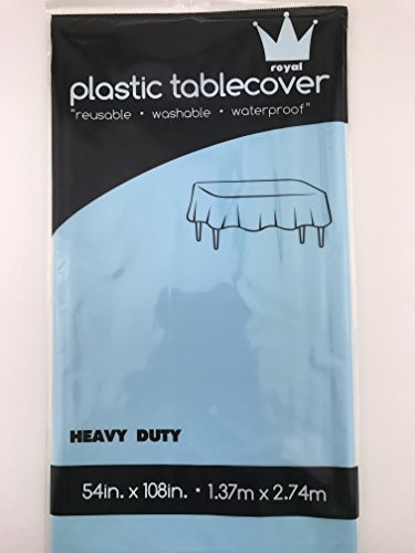 Royal 54 x 108 FOUR Plastic Table Cloth, Plastic Party Table Cover, Reusable Plastic Table Cloth, Disposable Rectangular table cover (LIGHT BLUE)