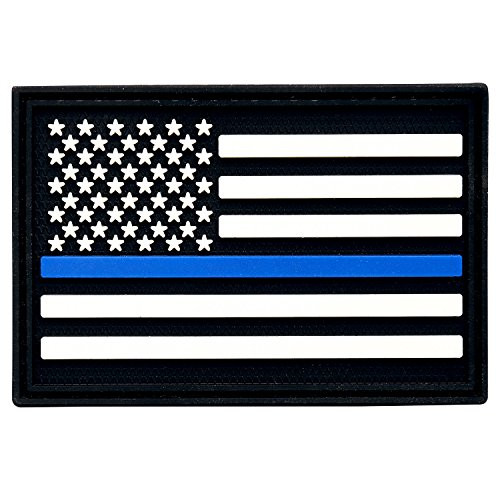 3V Gear Police Blue Line Support Moral Patch | Rigid PCV Molded with Hook-Back | 2 x 3 inches | 3-D Molded