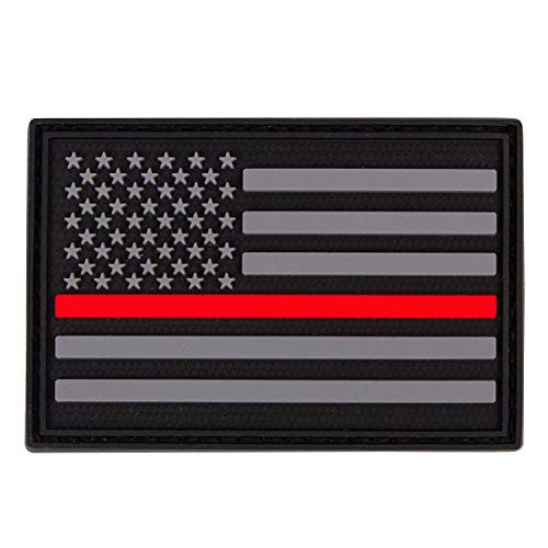 3V Gear Fireman Thin Red Line Support Morale Patch | Rigid PCV Molded with Hook-Back | 2 x 3 inches | 3-D Molded