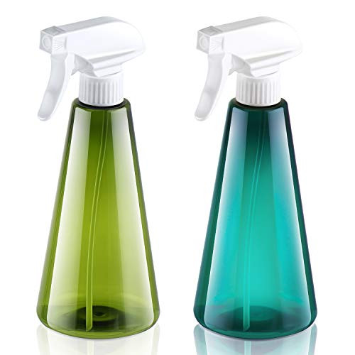 Empty Spray Bottles - 2 Pack 16oz Plastic Spray Bottle with Mist and Stream Mode Squirt Bottle Trigger Sprayer for Hair, Beauty, Essential Oil, Cleaning Solutions, Plants, Gardening