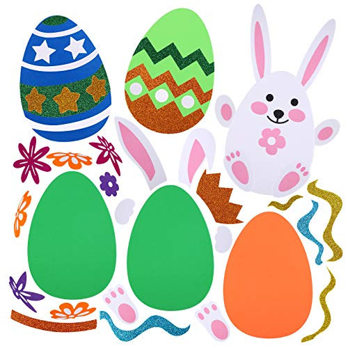 ADXCO 6 Pieces Easter Egg and Bunny Foam Stickers Crafts Kit DIY Easter Egg Shaped Foam for Easter Basket Stuffers Party Favors Supplies Art Decor ADXCO 6 Pieces Easter Egg and Bunny Foam Stickers Crafts Kit DIY Easter Egg Shaped Foam for Easter Basket Stuffers Party Favors Supplies Art Decor