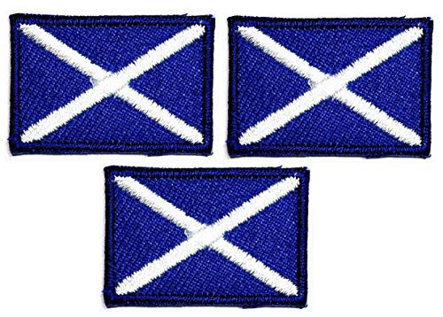 Umama Patch Set of 3 Mini Flag '' 0.6X1.1 '' Scotland Flag Patch Nation Flag Emblem Iron on Patches for Kids Clothing Sew on Appliques Dress Clothes Backpacks Vest Jeans Jackets Hats