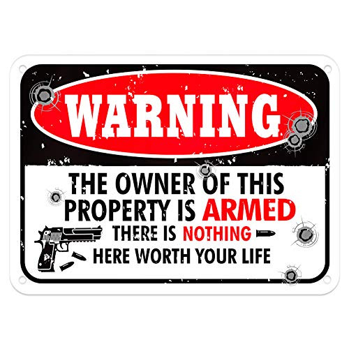 WaaHome Gun Sign 10''x14'' Private Property No Trespassing Sign Warning Signs
