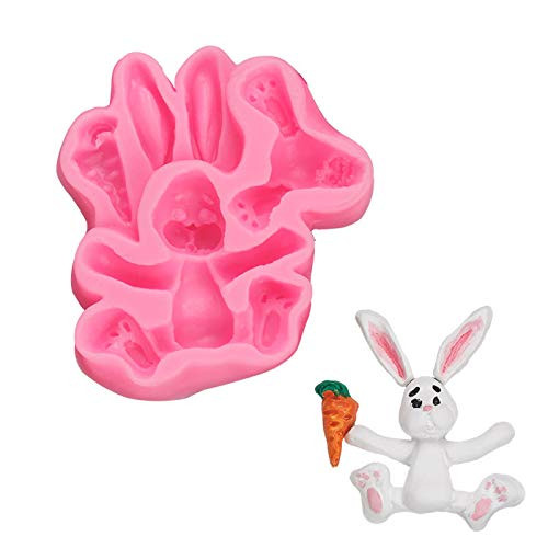 Easter Bunny Resin Molds Silicone Fondant Rabbit Mold BPA Free and Non-Stick Rabbit Silicone Bakeware Mold for Baking Easter Day Party Mousse Cake Dessert Specialty Novelty Cake Pan (A)