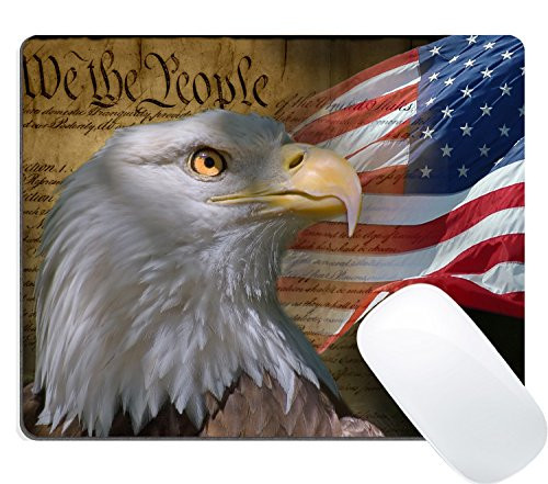 Wknoon Gaming Mouse Pad Custom, Vintage USA Flag American Patriotic Eagle Quotes