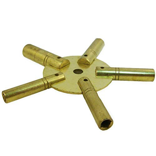 Brass Blessing Vintage Clock Winding Key : (Large 5 Prong ODD Numbers (5186))