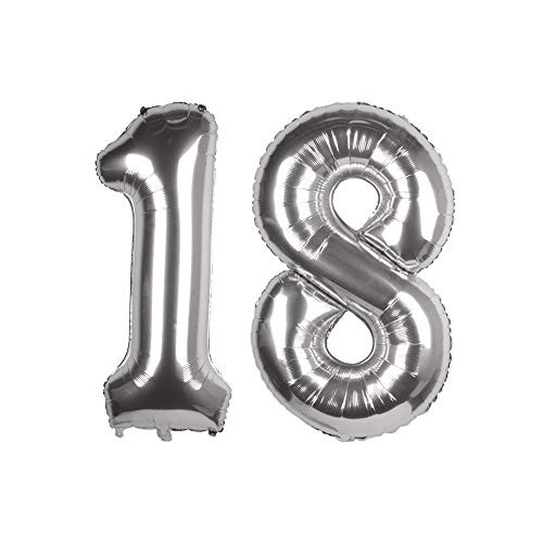 GAKA 40 Inch Silver 18th Birthday Number Balloons 18 Foil Mylar Balloon for Anniversary Party Decoration GAKA 40 Inch Silver 18th Birthday Number Balloons 18 Foil Mylar Balloon for Anniversary Party Decoration