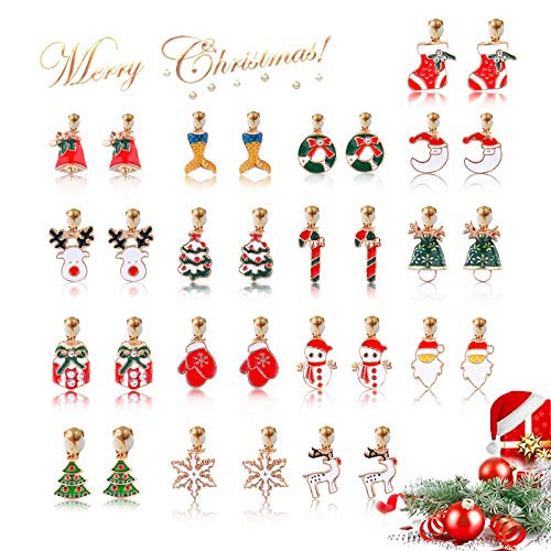 Hypoallergenic Clip-on Earrings for Girls - 12 Pairs Women Christmas Drop Dangle Earring set for Teens Girls Cute Festive Earrings Jewelry Set Party Gold-tone (christmasdrop) Hypoallergenic Clip-on Earrings for Girls - 12 Pairs Women Christmas Drop Dangle Earring set for Teens Girls Cute Festive Earrings Jewelry Set Party Gold-tone (christmasdrop)