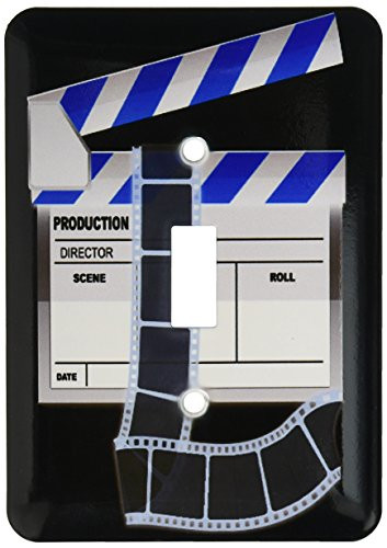 3dRose lsp_101294_1"Blue & White Movie Clapboard" Single Toggle Switch Multicolor
