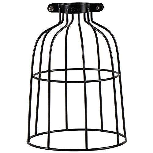 Industrial Vintage Bulb Guard Cage Lamp Shade, Vintage Style Metal Lamp Guard Wire Cage, Hanging Pendant Metal Wire Cage, Open Style Industrial Grade Adjustable, Upgrade Black