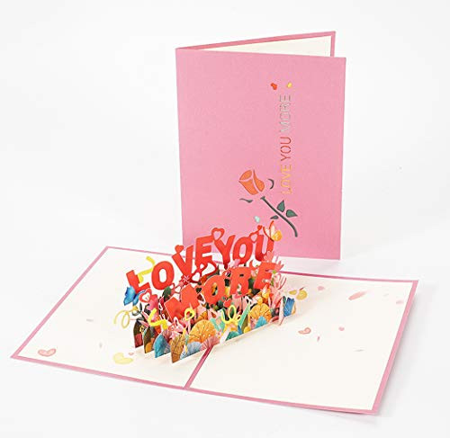 Love You More, Funny Anniversary Card, 3D Romantic Pop-up Greeting Card, Love Card for Valentine's Day, Anniversary, Birthday, Wedding, with Envelope (Love You More) Love You More, Funny Anniversary Card, 3D Romantic Pop-up Greeting Card, Love Card for Valentine's Day, Anniversary, Birthday, Wedding, with Envelope (Love You More)