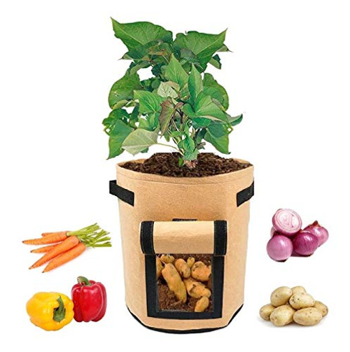Potato Grow Bag, 7 Gallon Blue Plant Grow Bag Garden Planting Grow Bag Non Woven Aeration Fabric Pots with Handles, Grow Bag for Potato, Vegetable and Flower Potato Grow Bag, 7 Gallon Blue Plant Grow Bag Garden Planting Grow Bag Non Woven Aeration Fabric Pots with Handles, Grow Bag for Potato, Vegetable and Flower