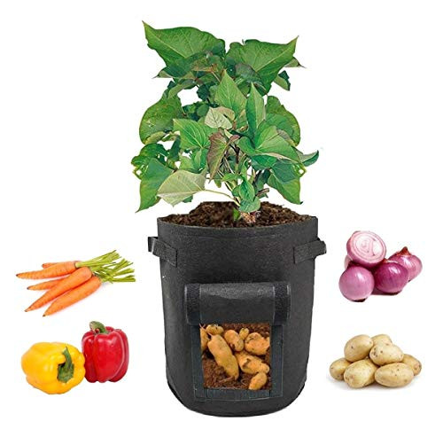 Potato Grow Bag, 7 Gallon Black Plant Grow Bag Garden Planting Grow Bag Non Woven Aeration Fabric Pots with Handles, Grow Bag for Potato, Vegetable and Flower Potato Grow Bag, 7 Gallon Black Plant Grow Bag Garden Planting Grow Bag Non Woven Aeration Fabric Pots with Handles, Grow Bag for Potato, Vegetable and Flower