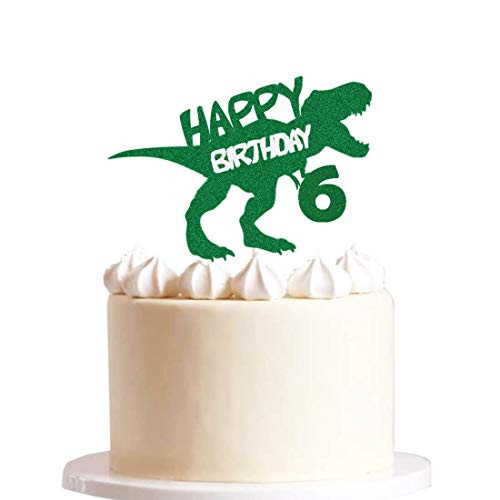 HEETON Dinosaur 6th Birthday Cake Topper Dinosaur Six Happy Birthday Jurassic Park T-Rex 6th Birthday Boy Party Supplies Decorations HEETON Dinosaur 6th Birthday Cake Topper Dinosaur Six Happy Birthday Jurassic Park T-Rex 6th Birthday Boy Party Supplies Decorations