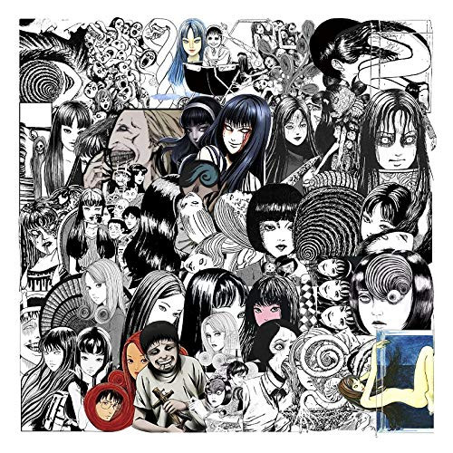 50PCS Tomie Comic Thriller Horror Stickers,Japanese ITO leap Second Decal for Water Bottle Skateboard Luggage Trolley Laptop Thriller Doodle Stickers