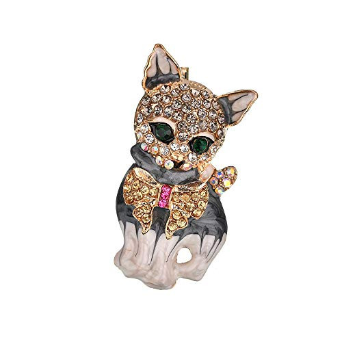 SaiDian 2 Pcs Cute Crystal Cat Brooch Pins 3D Cat Pet Crystal Enamel Pin Lapel Collar Pin for Women Gift