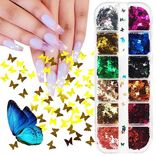 3D Butterfly Nail Art Glitter Sequins,12 Colors Butterfly Holographic Nail,Glitter Laser Nail Sequin Acrylic Paillettes for Nail Art Decoration and DIY Crafting,Nail Sequins for Face Body Eye Hair 3D Butterfly Nail Art Glitter Sequins,12 Colors Butterfly Holographic Nail,Glitter Laser Nail Sequin Acrylic Paillettes for Nail Art Decoration and DIY Crafting,Nail Sequins for Face Body Eye Hair