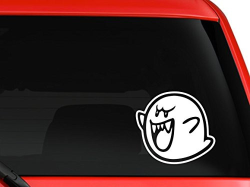 LA DECAL Mario Boo Ghost cartoon character car truck SUV macbook mac air laptop toolbox decal sticker approx. 6 inches white