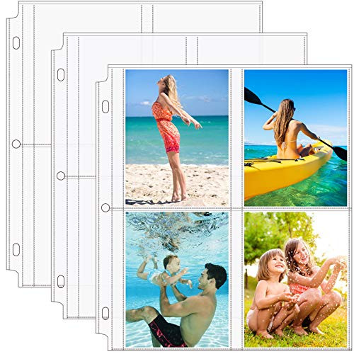 MaxGear 3x5 Photo Sleeves for 3 Ring Binder Archival Photo Pages, Photo Album Pages Clear Photo Sheet Protectors Refill Pages Protector 8.5 x 11, 4 Pockets Per Page, 30 Pack