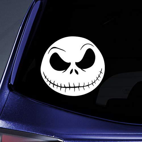 Smiling Skeleton Face Sticker Decal Notebook Car Laptop 5.5" (White)
