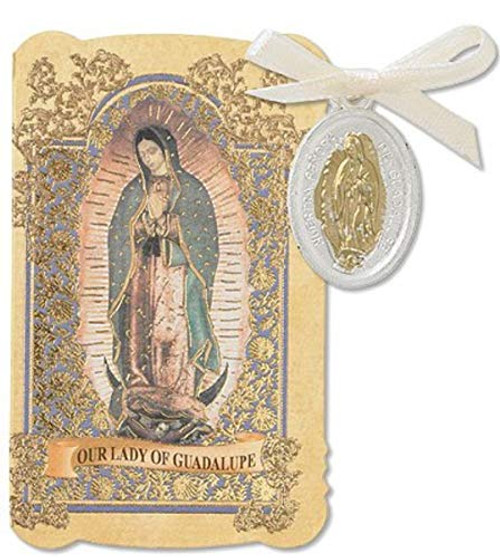 CB Catholic Gift Prayer Folder with Spanish Icon Our Lady of Guadalupe Tu Tone Gold Silver Tone Charm Medal Pendant CB Catholic Gift Prayer Folder with Spanish Icon Our Lady of Guadalupe Tu Tone Gold Silver Tone Charm Medal Pendant
