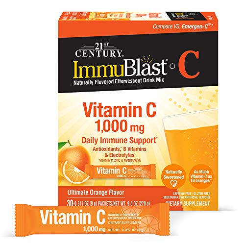 21st Century Immublast C Effervescent Drink Mix Packets, Ultimate Orange, 9.5 Ounce, Pack of 30