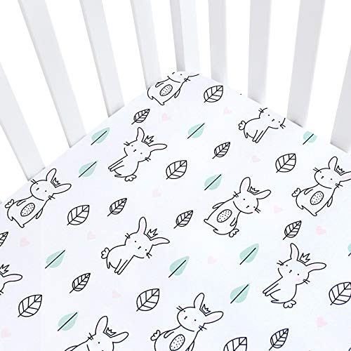 Crib Sheet Bunny for Baby Crib Sheets, Fitted Crib Sheets Fit for Standard Crib, Soft and Breathable Microfiber Bunny Crib Mattress Sheet for Unisex Baby