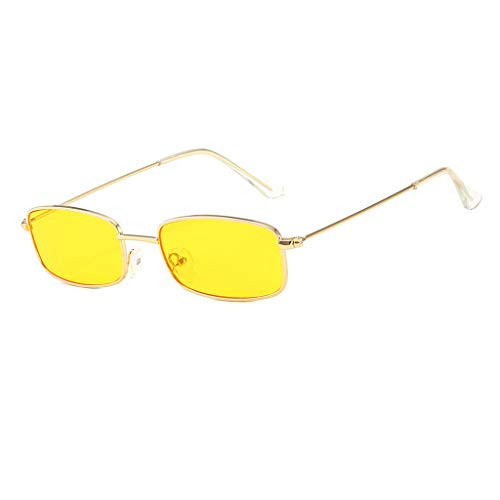 Louyue Hexagonal Polarized Sunglasses Men Women Geometric Square Small Vintage Metal Frame Retro Shade Glasses Yellow