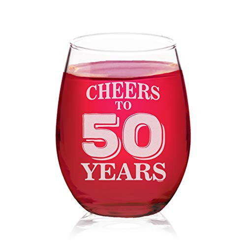 Veracco Cheers To 50 Years Fifth Birthday Gift For Him Her Fifty and Fabulous Stemless Wine Glass (Clear, Glass) Veracco Cheers To 50 Years Fifth Birthday Gift For Him Her Fifty and Fabulous Stemless Wine Glass (Clear, Glass)