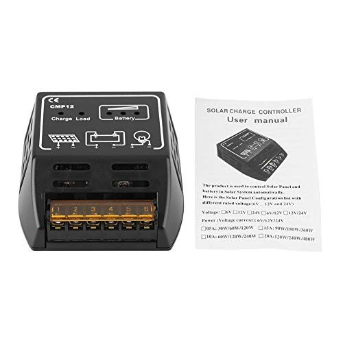 Solar Charge Controller 10 amp, Solar Panel Battery Controller 12V Automatic Identification Battery Regulator