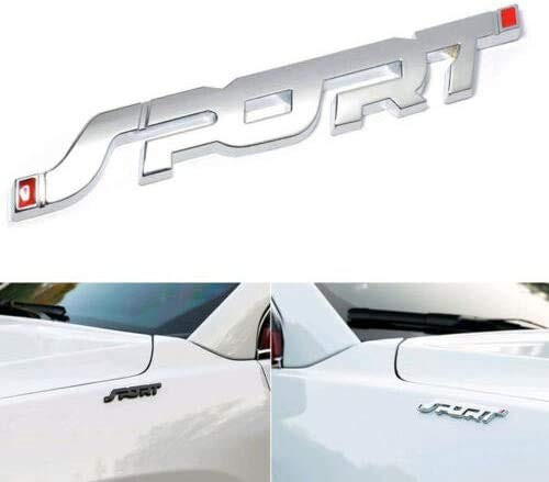 2Pcs Metal SPORT Emblem?3D Metal Self-Adhesive Sport Truck Logo Car Side Fender Rear Trunk Badge (Silver)
