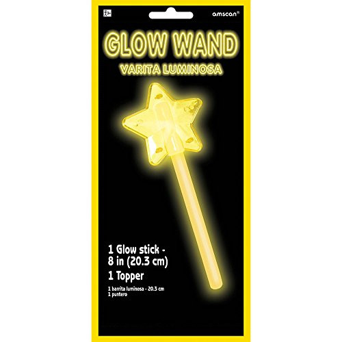 Amscan Glow Stick Wand, Yellow Star, Party Accessory