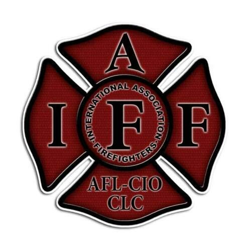 Red Maltese Cross IAFF Fireman Sticker - Firefighter Decal 4" ? 4"