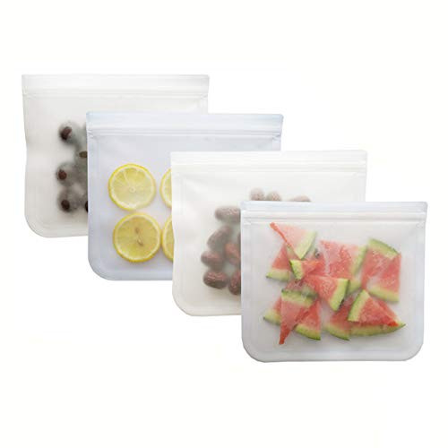 Reusable Gallon Storage Bags - 4 Packs Leakproof Freezer Bags, Extra Thick Ziplock Bags for Marinate Meats, Vegetables, Fruit, Cereal, Sandwich, Snack, Travel Items, Meal Prep, Home Organization Reusable Gallon Storage Bags - 4 Packs Leakproof Freezer Bags, Extra Thick Ziplock Bags for Marinate Meats, Vegetables, Fruit, Cereal, Sandwich, Snack, Travel Items, Meal Prep, Home Organization