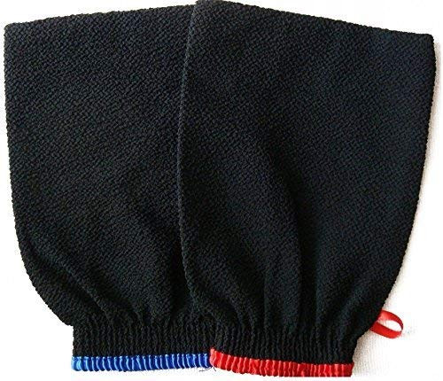 Premium Quality Exfoliating Gloves A Set Of 2 Body Scrub Gloves For Men And Women.Best Bath Shower Sauna Hammam Dead Skin Cells remover,Self Tan Removal Kessa Scrubber Mitt, Improves Blood Circulation