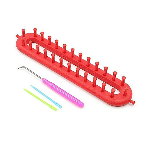 ZEYOU 4 Size Loom Knitting Knitter Kit Weaving Tool Plastic Scarves Maker DIY Sock Knitter Pompom Hat Weaving Loom Sewing Accessories(red)