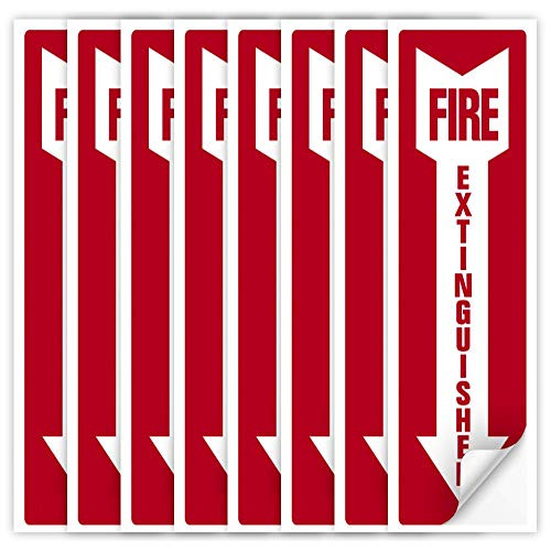 Fire Extinguisher Signs Stickers 8 PCS 4 x 12 inch Safety Sign Self Adhesive Durable Vinyl Decal UV Protected Weatherproof Stickers for Indoor  and  Outdoor
