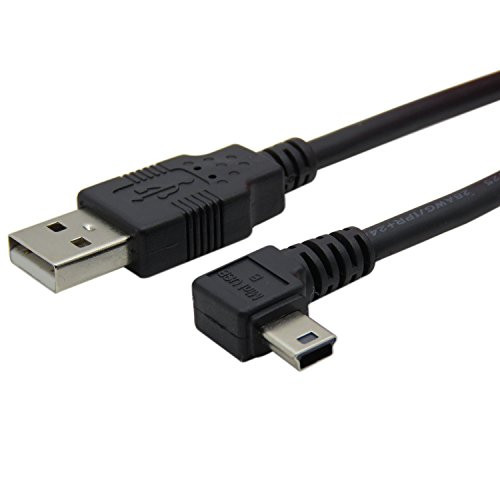 YIWENTEC 6FT Mini USB B Type 5pin Male Left Angled 90 Degree to USB 2.0 Male Data Car GPS Devices Cable (Left-1.8M)