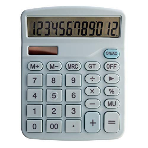 Desktop Calculator Large Display?Solar Basic Calculator with 12 Digits, Simple Cute Calculator (Blue)