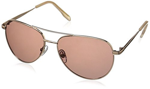 Foster Grant Women's Prelude Polarized Aviator Sunglasses, Gold/Rose POL, 60 mm