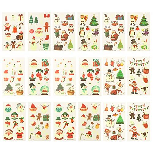 EXCEART 20 Sheets Christmas Glow in the Dark Tattoo Waterproof Temporary Tattoos Fake Tattoos Stickers for Adults Kids