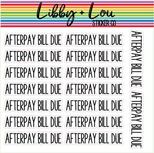 Afterpay Due Planner Stickers - Bill Pay Sticker - Budget - Erin Condren - Happy Planner - Agenda - Calendar