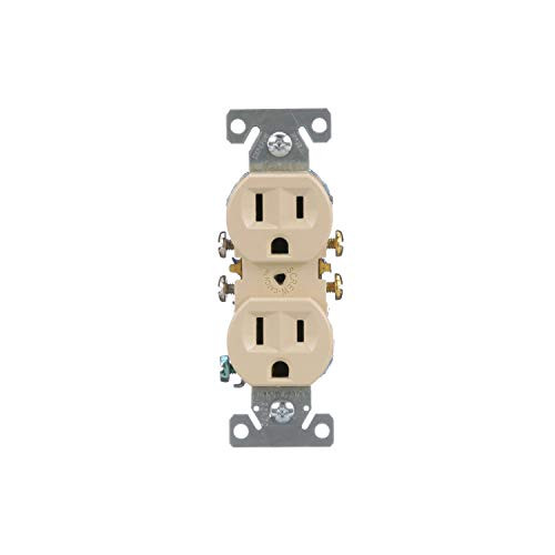 EATON Wiring 270V-SP-L Standard Grade Straight Blade Duplex Receptacle with 15-Amp, 125-Volt, 5-15-NEMA Rating, Ivory