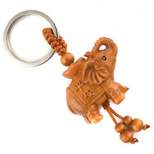 JewelBeauty Cute Hand Carved Wooden Elephant Key Ring,Keychain, Key Holder Keychain JewelBeauty Cute Hand Carved Wooden Elephant Key Ring,Keychain, Key Holder Keychain