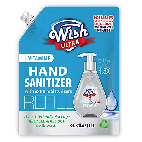Wish Ultra Hand Sanitizer Refill 33.8oz Scented with Extra Moisturizer (Original Vitamin E)