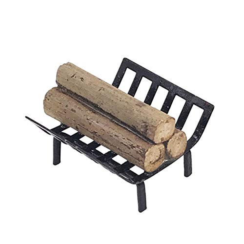 yangyang 1/12 Dollhouse Miniature Furniture Metal Rack with Firewood for Fireplace Living Room Decor Collection Gift
